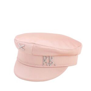 SOLD!!! SOLD!! Ruslan Baginskiy Embellished Satin Baker Boy Hat In Light Pink